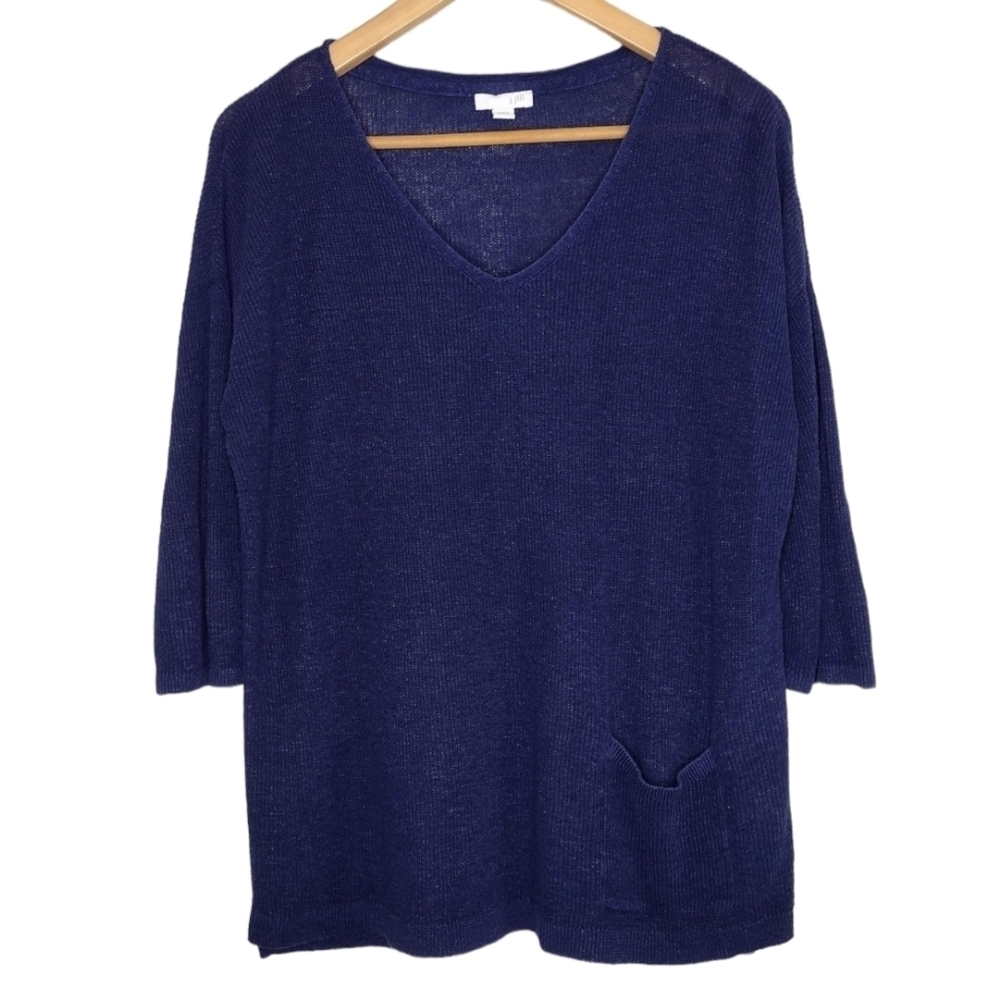 J. Jill Linen Blend Knit Lagenlook Women's V-Neck Sweater